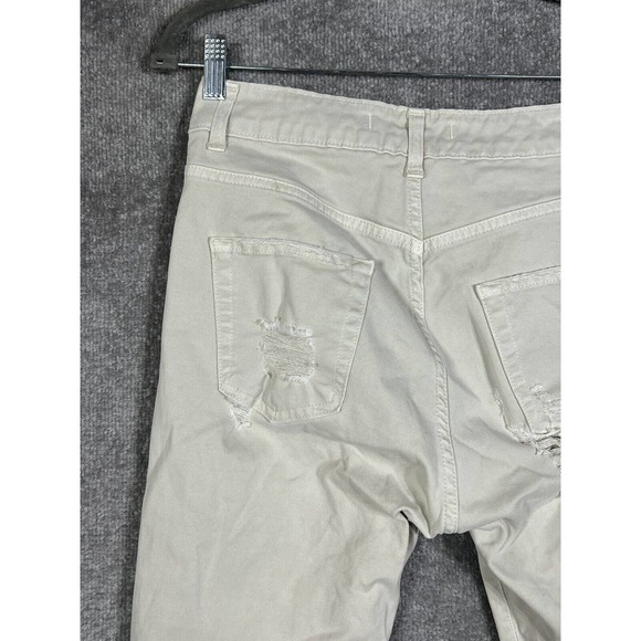 Klixs Distressed Trashed Jeans Womens Size 24 Stretch Off White Denim Italy Made - Picture 8 of 15